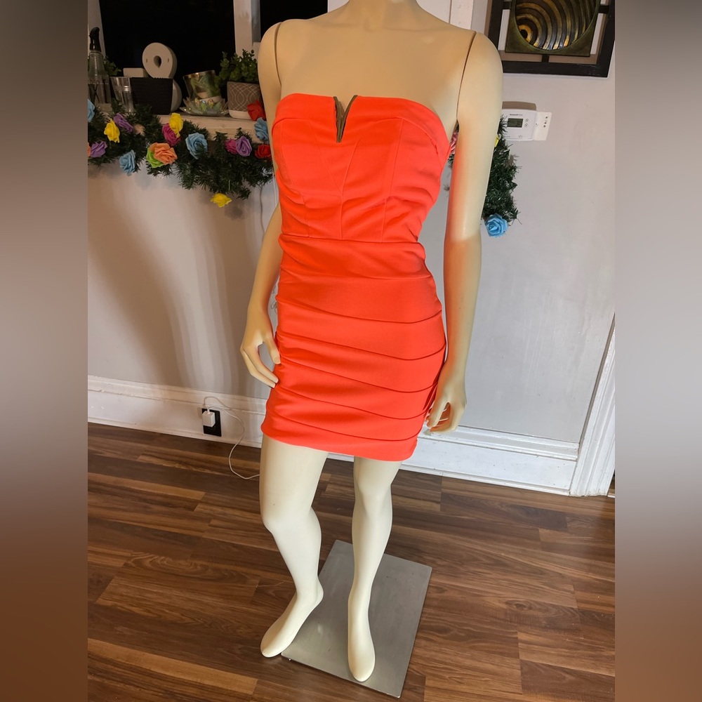 Orange Neon strapless dress